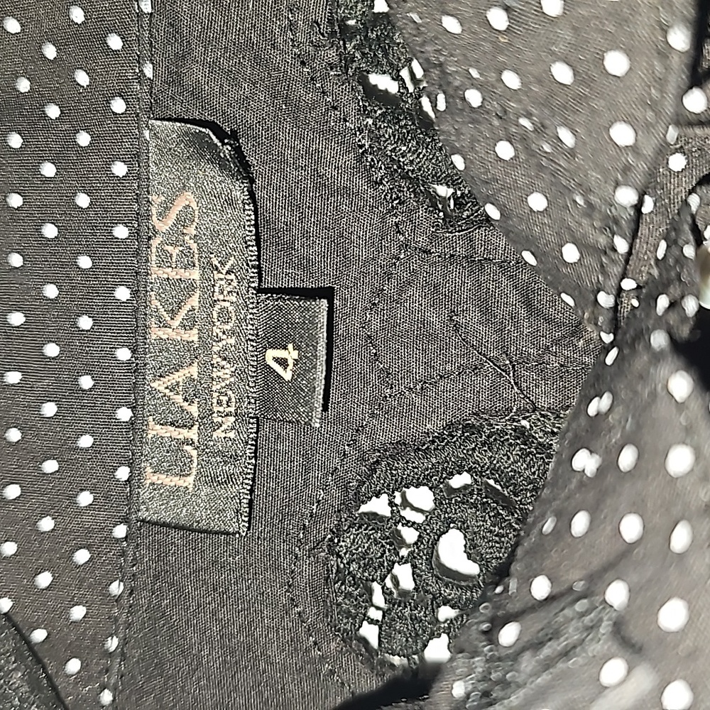 Lia Kes Black and White Dot Ruffle Long Sleeve Button Down Shirt Sz 4 - Picture 4 of 16